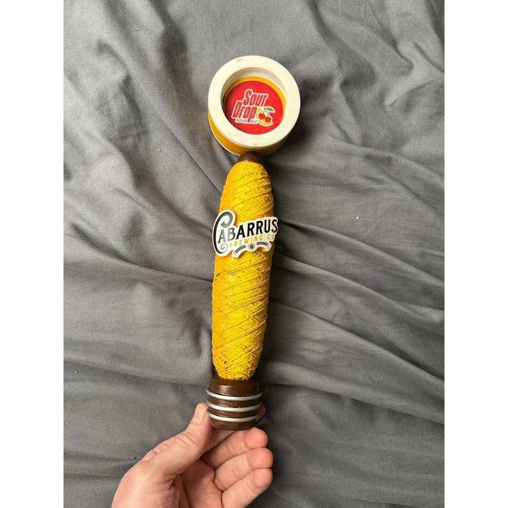 Cabarrus Brewing Co Sour Drop Sour Ale Beer Tap Handle Yellow Bobbin Spool CBC
